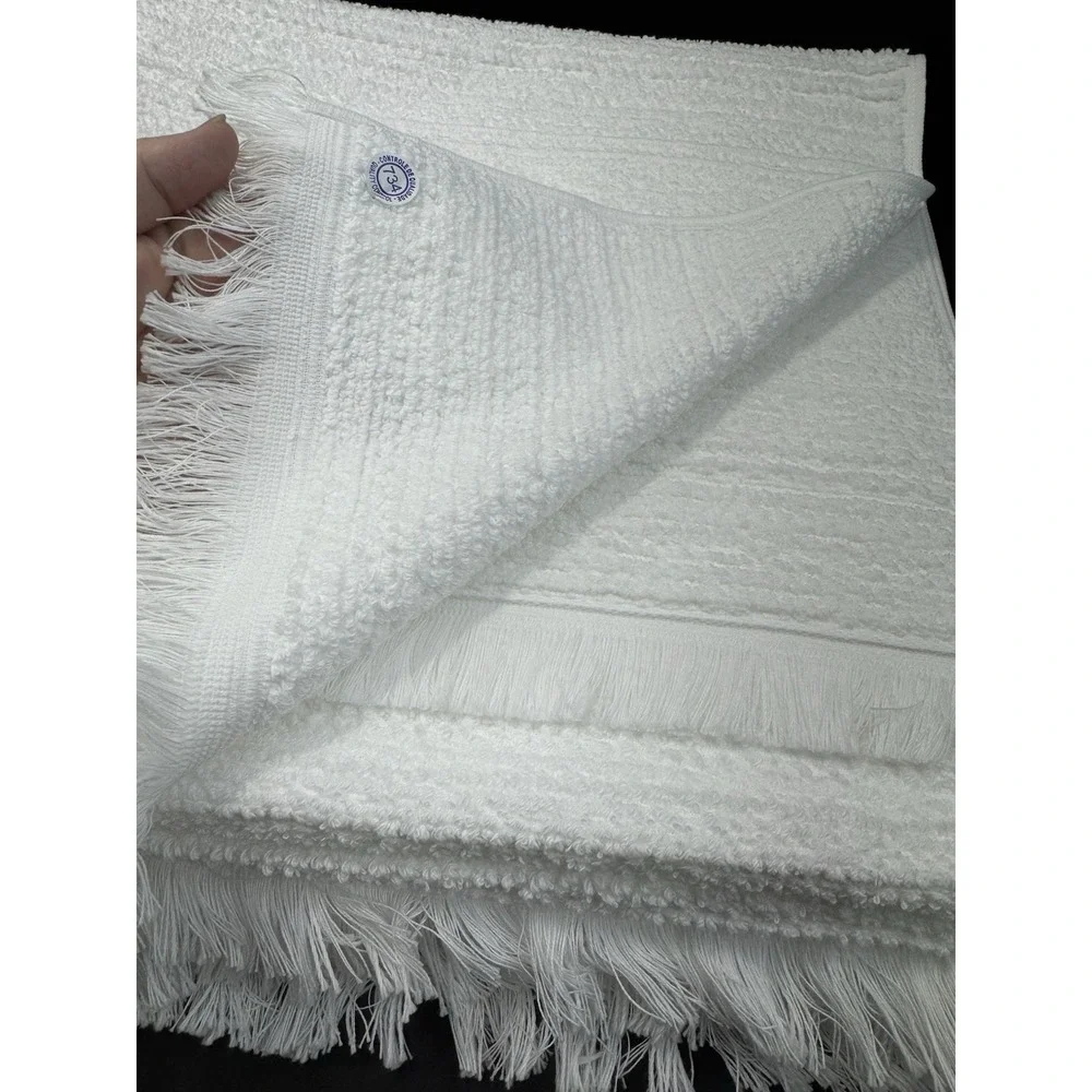 Bianca 100% Cotton Luxury 2 Bath Towels Portugal Textured Fringe Bright White‎